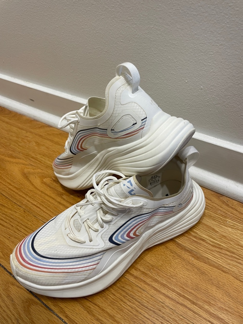 APL White Sneakers with Multicolor Wave Stripes